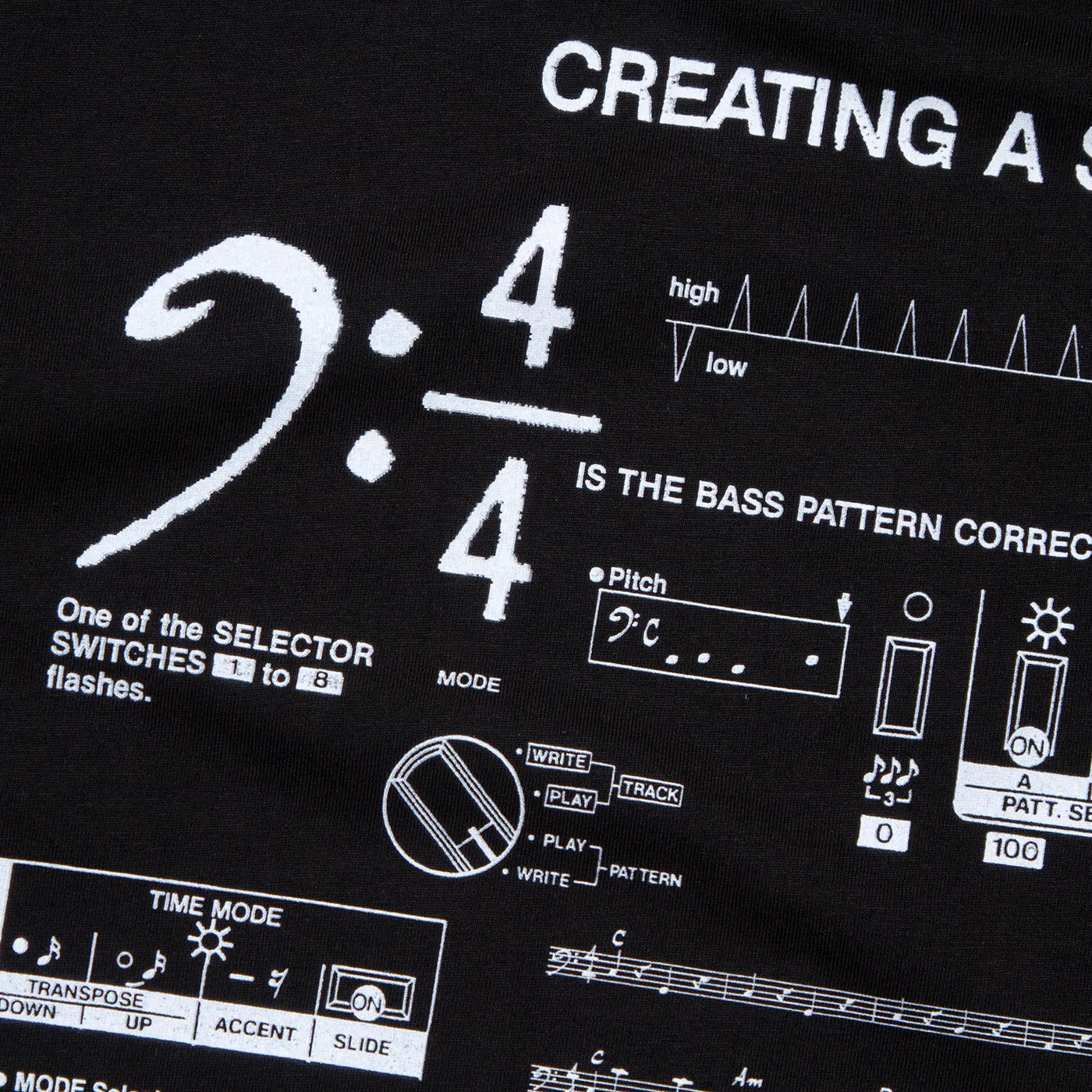 Petite Cut Outdoor Minimal 303 Sound Front Print - Sweatshirt - Black