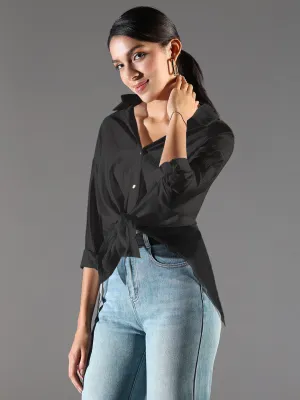 Stylish Look Women's Black Solid Oversized Shirt