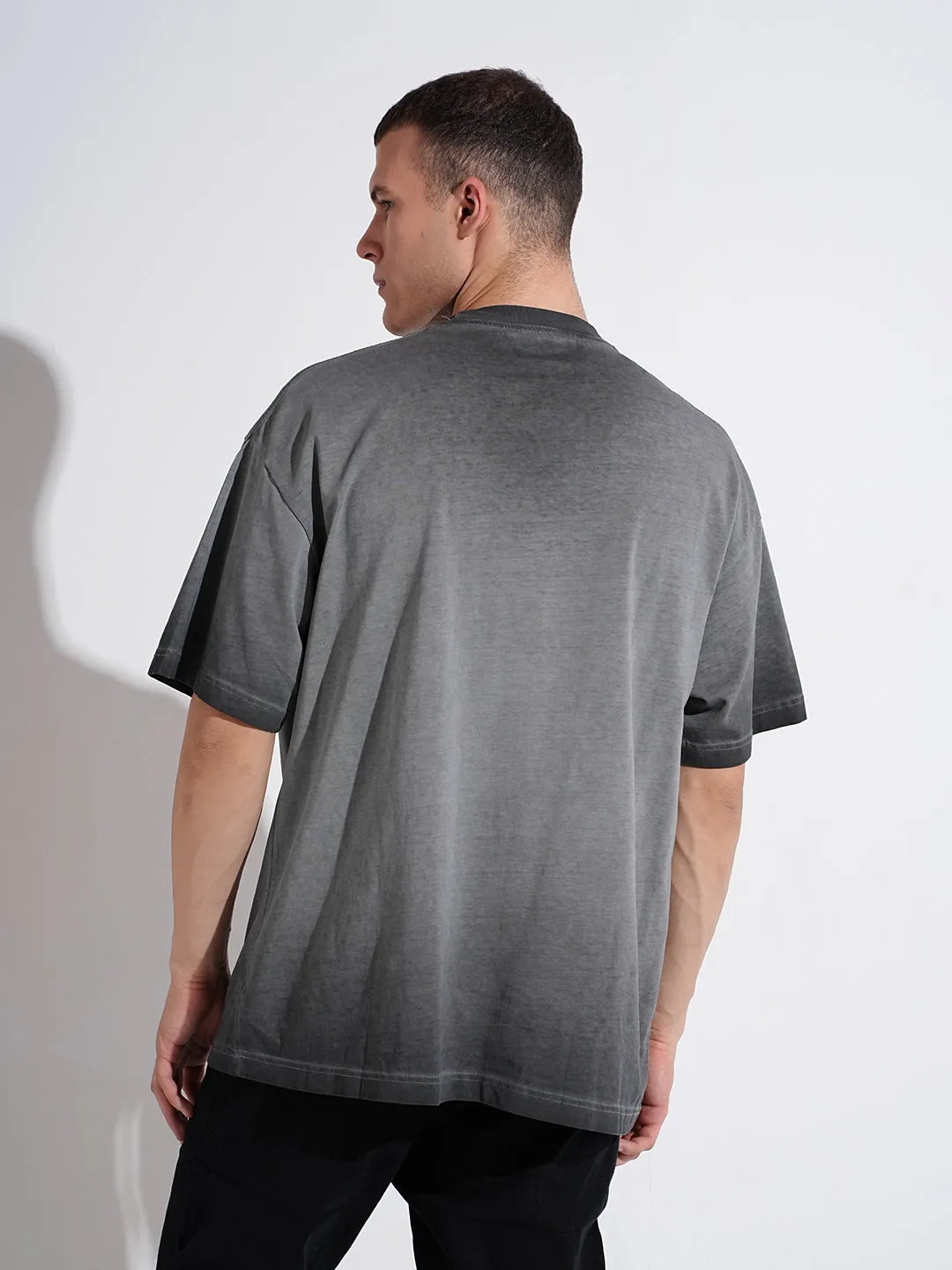 Men's Ombre Grey Short Sleeves Round Neck Oversized T-Shirt Gym clothing Everyday Flex