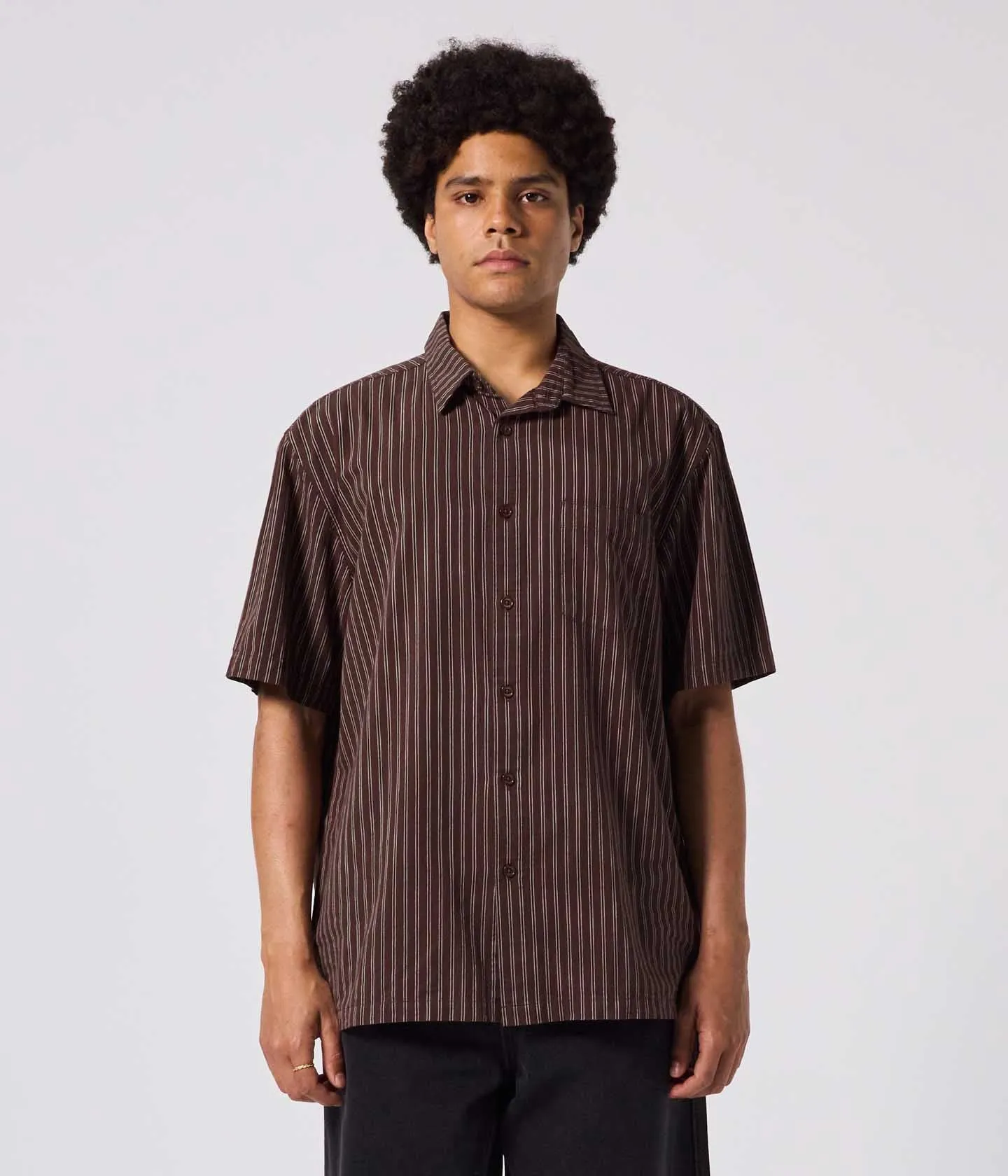 REYNOLDS STRIPE SS SHIRT // BROWN Cozy and Light Comfy and Soft
