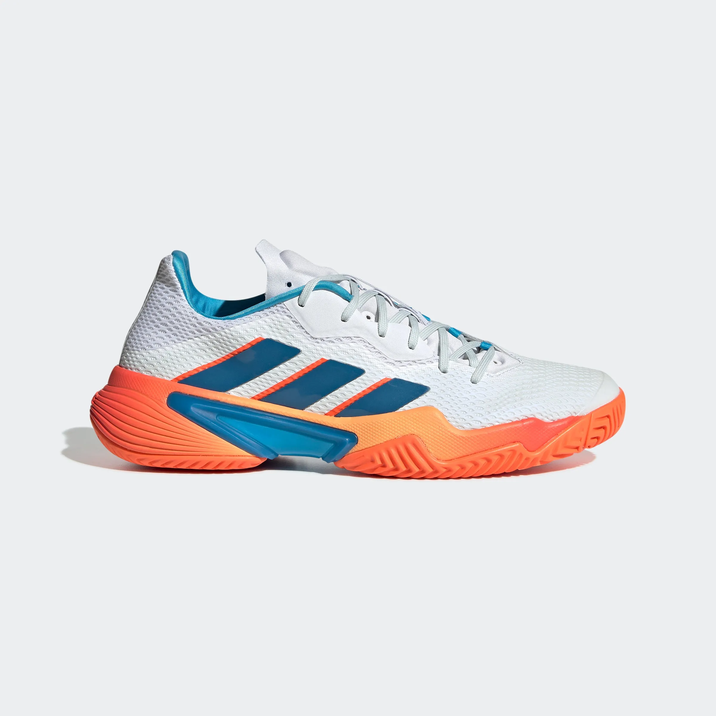 adidas Barricade Tennis Shoes | White/Blue/Orange | Men's Durable Fabric