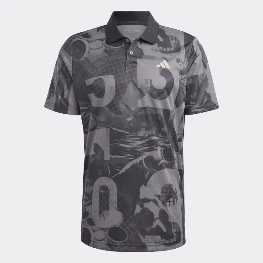 adidas Club Graph Polo Shirt |Black-Grey|  Men's Effortless Fit