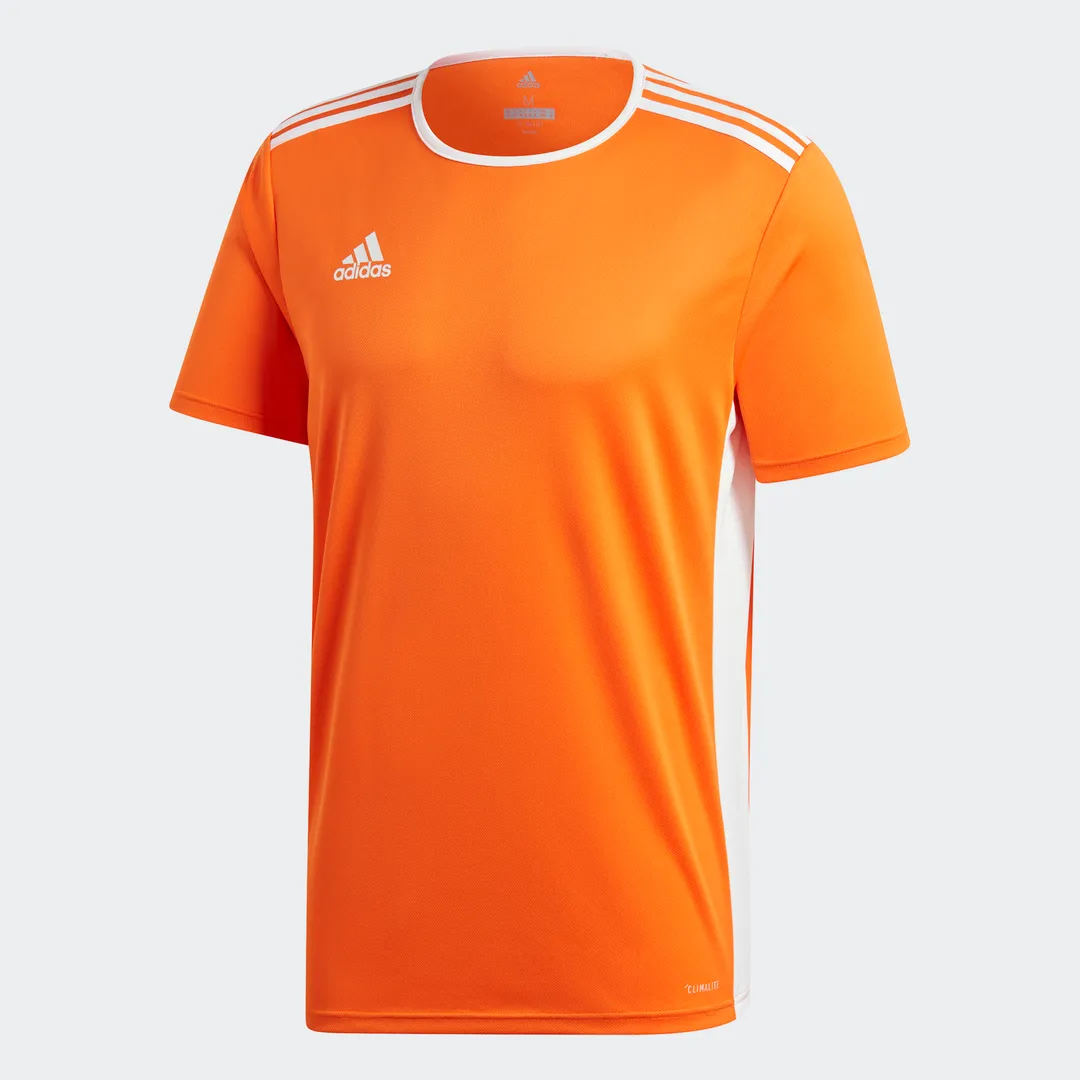 Reinforced Stress Point Stitching Contrast Binding adidas ENTRADA 18 Soccer Jersey | Orange | Men's