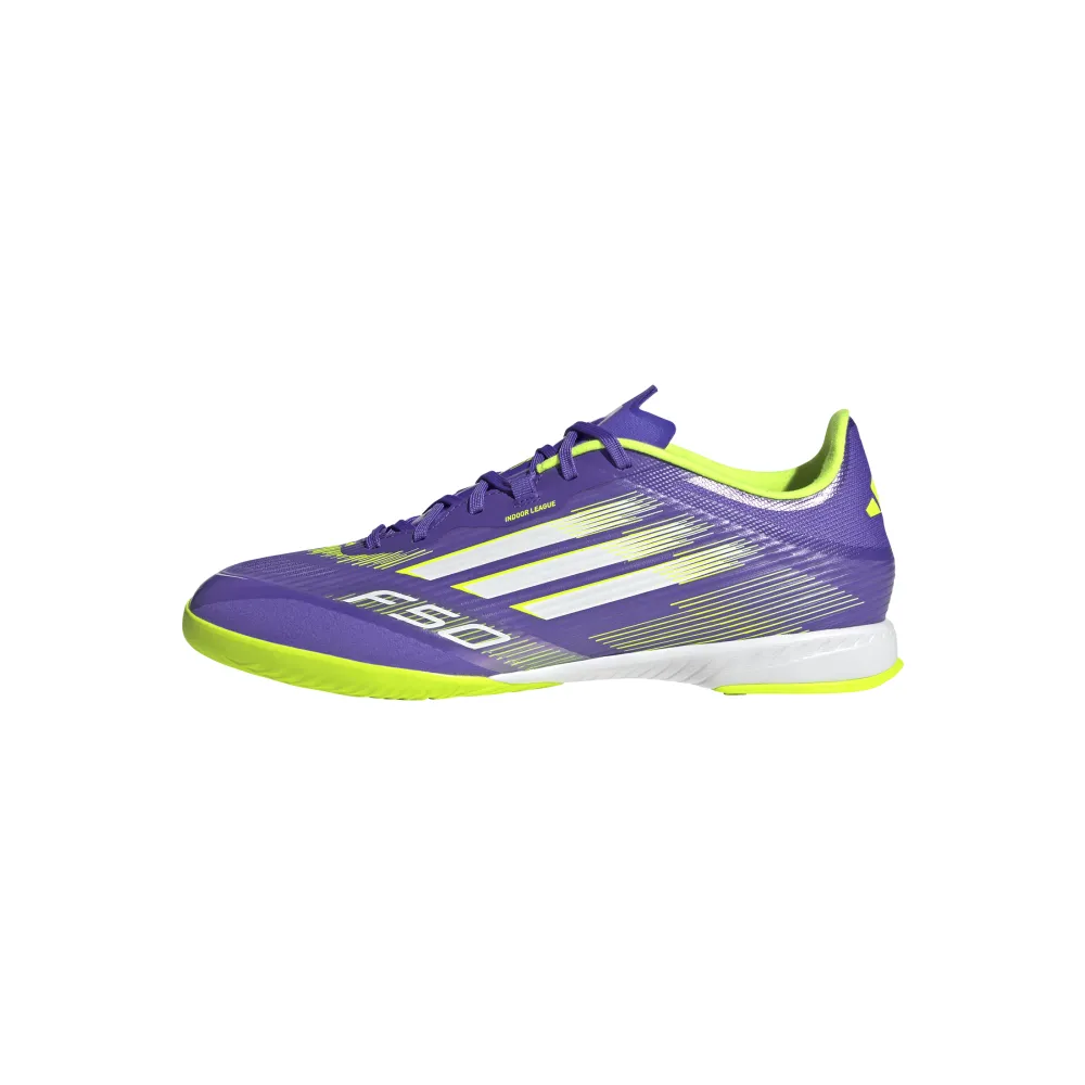 Adidas F50 League IN Indoor Football Boots (Purple Rush/Cloud White/Lucid Lemon) Stylish Foam Injection Molding