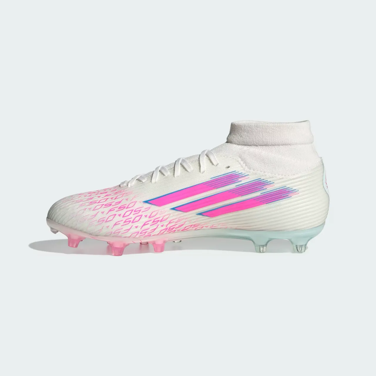Flexible Arch Support anti - fog shoes Adidas F50 Women's Sparkfusion League FG/AG Football Boots (Cloud White/Lucid Pink/Cloud White)