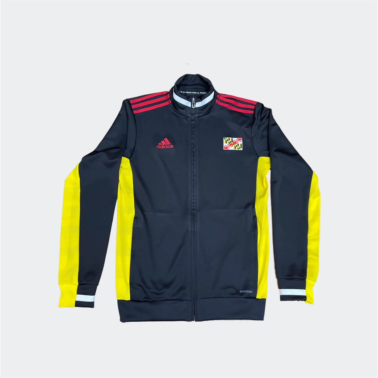 adidas MI TEAM19 Custom Maryland Track Jacket | Black-Red-Gold | Men's Relaxed Wear