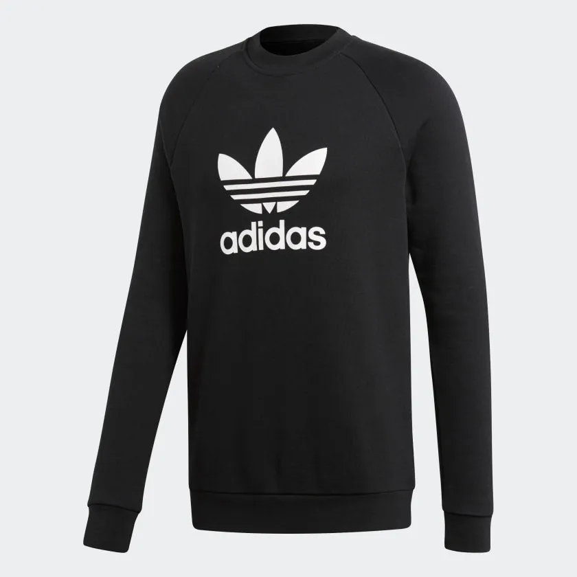 adidas Originals TREFOIL WARM-UP Crew Sweatshirt | Black | Men's product clip convenience Essential Clothing