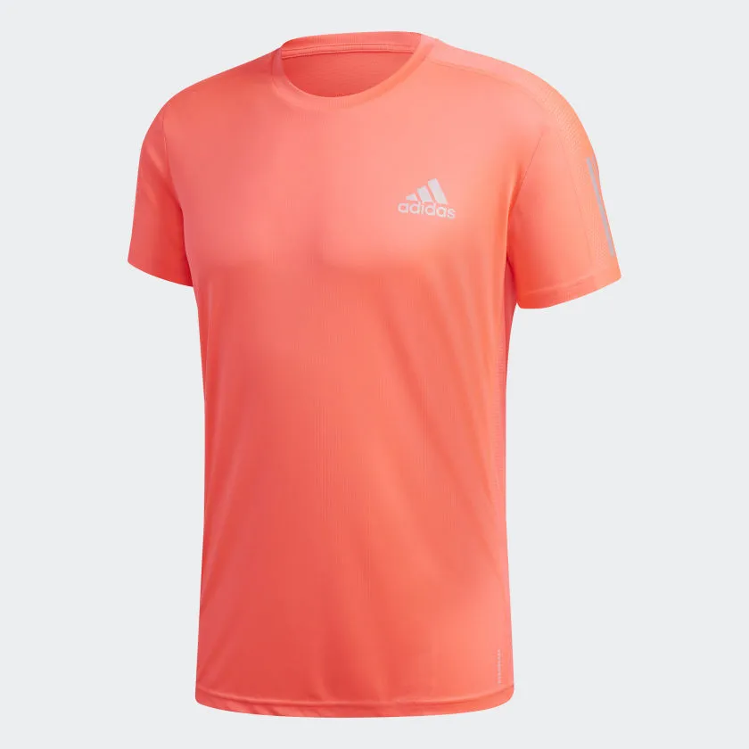 adidas OWN THE RUN Performance Running Tee | Signal Pink | Men's Trendy Basics Functional Fit