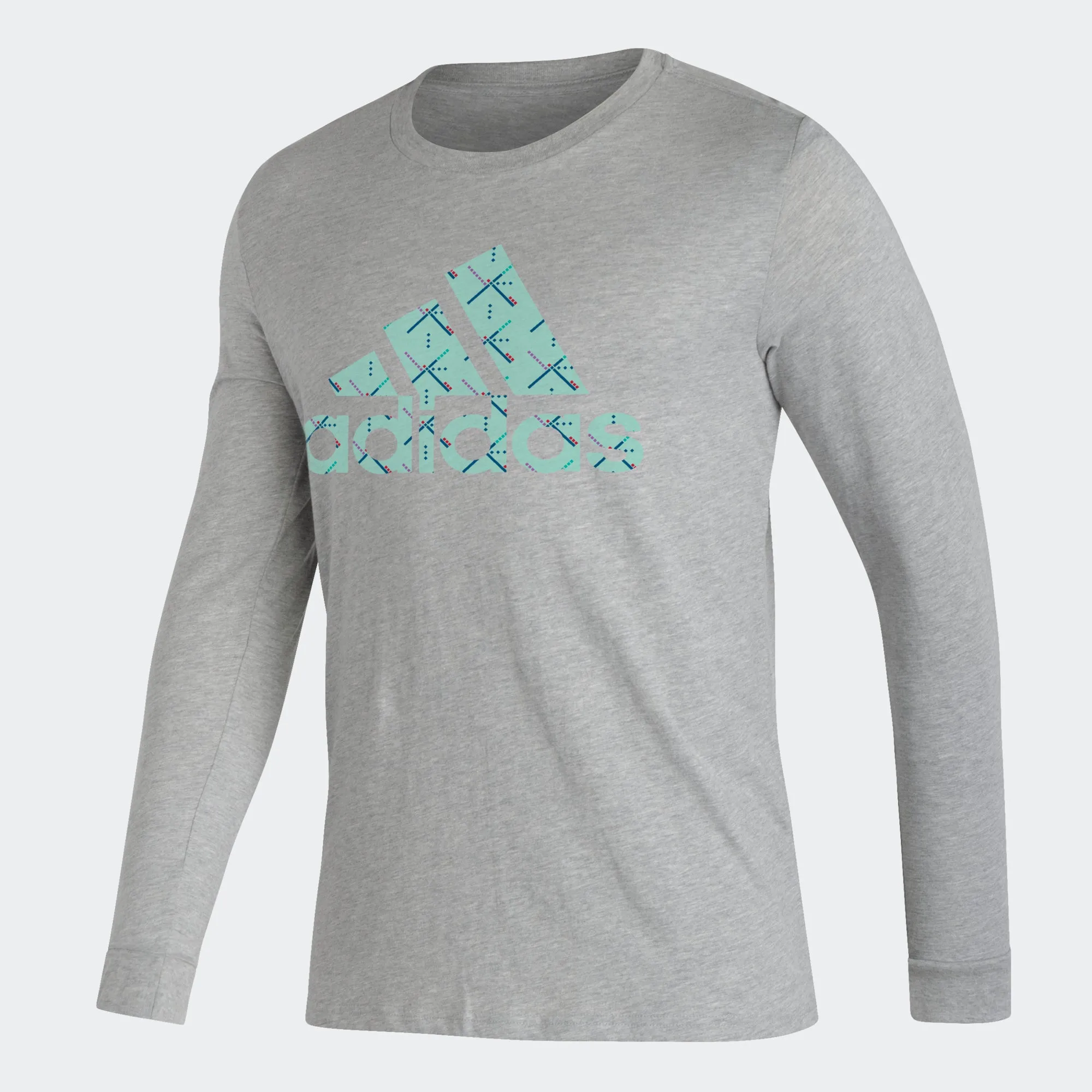 Striped modernity adidas PDX CARPET Long Sleeve Shirt | Grey-Aqua | Men's