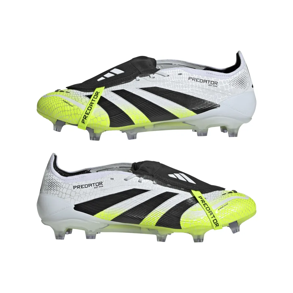 Anti Friction Adidas Predator Elite Fold-Over Tongue FG Football Boots (Cloud White/Core Black/Lucid Lemon)