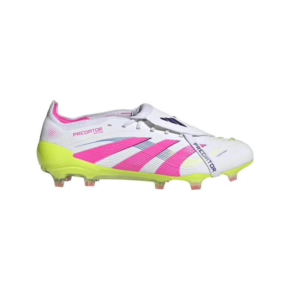 school sports shoes Adidas Predator Elite Fold-Over Tongue FG Football Boots (Cloud White/Lucid Pink/Lucid Lemon)