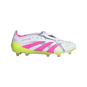 school sports shoes Adidas Predator Elite Fold-Over Tongue FG Football Boots (Cloud White/Lucid Pink/Lucid Lemon)