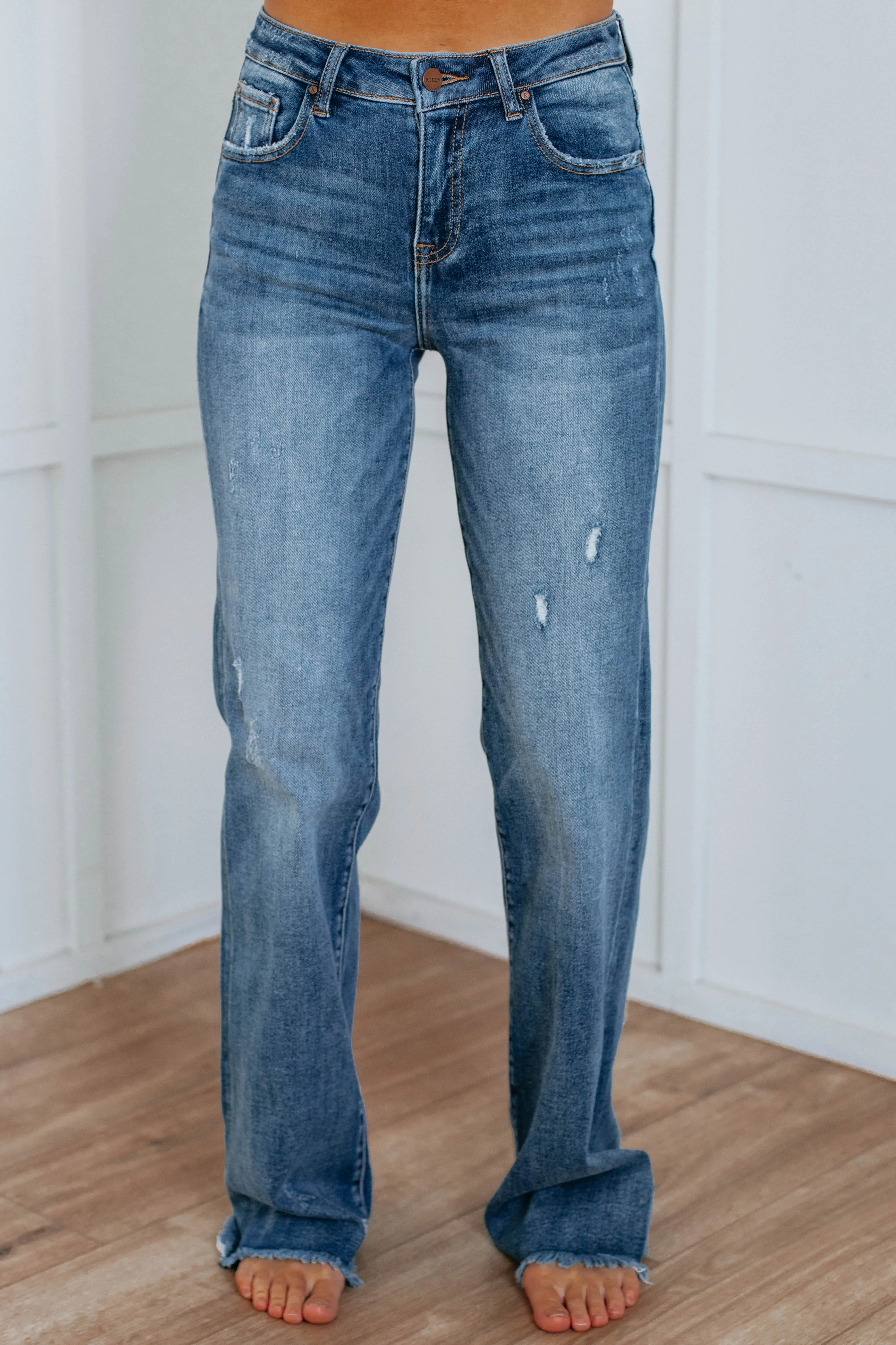 Aemi Risen Jeans - Medium Wash Stylish Casual Evening Stroll