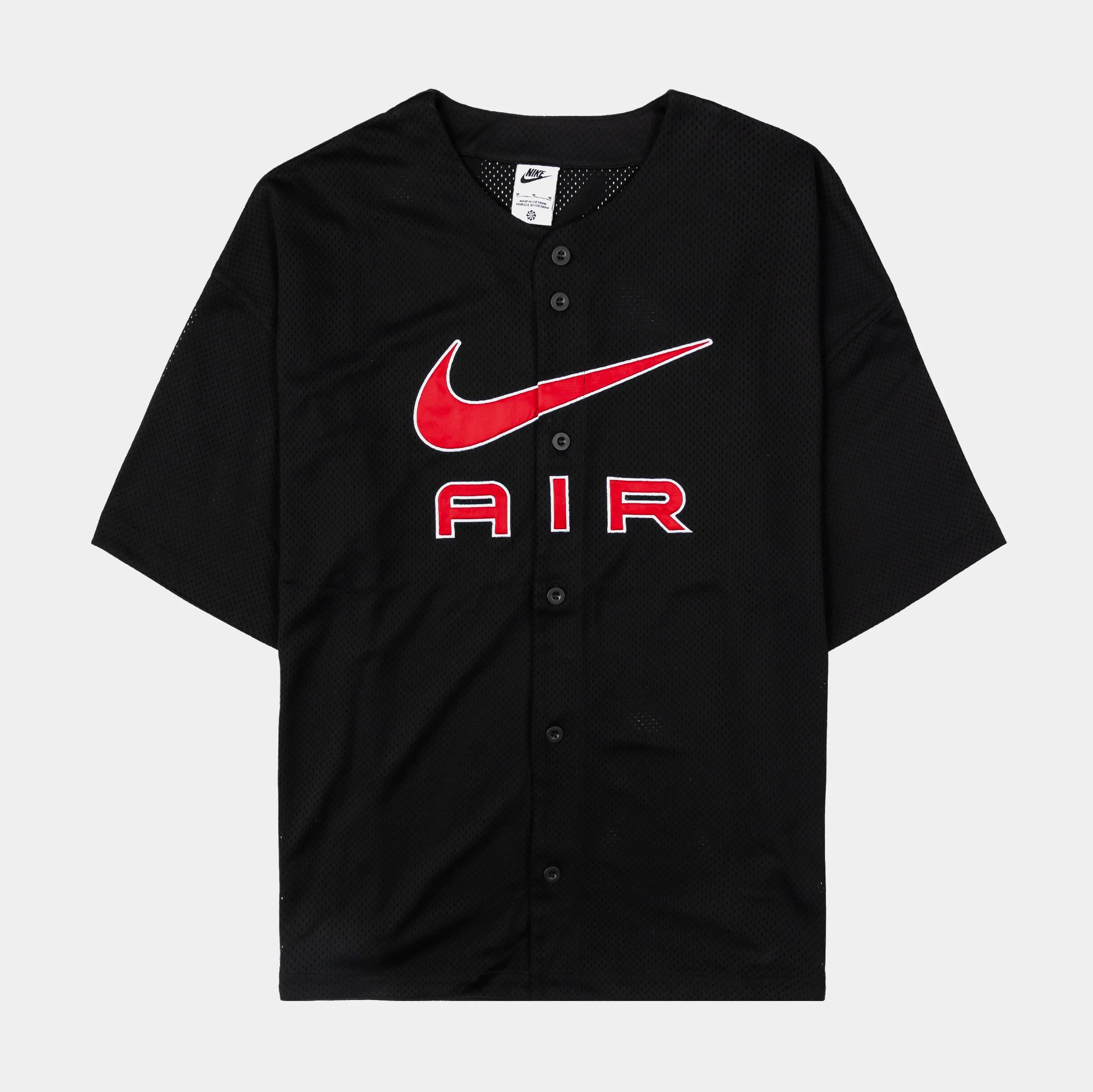 Air Baseball Top Mens Jersey (Black/Gym Red) 4 Way Stretch Tactile Surface Weave