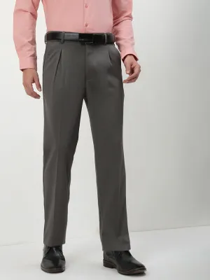Layered Wear Men's Charcoal Solid Formal Trousers