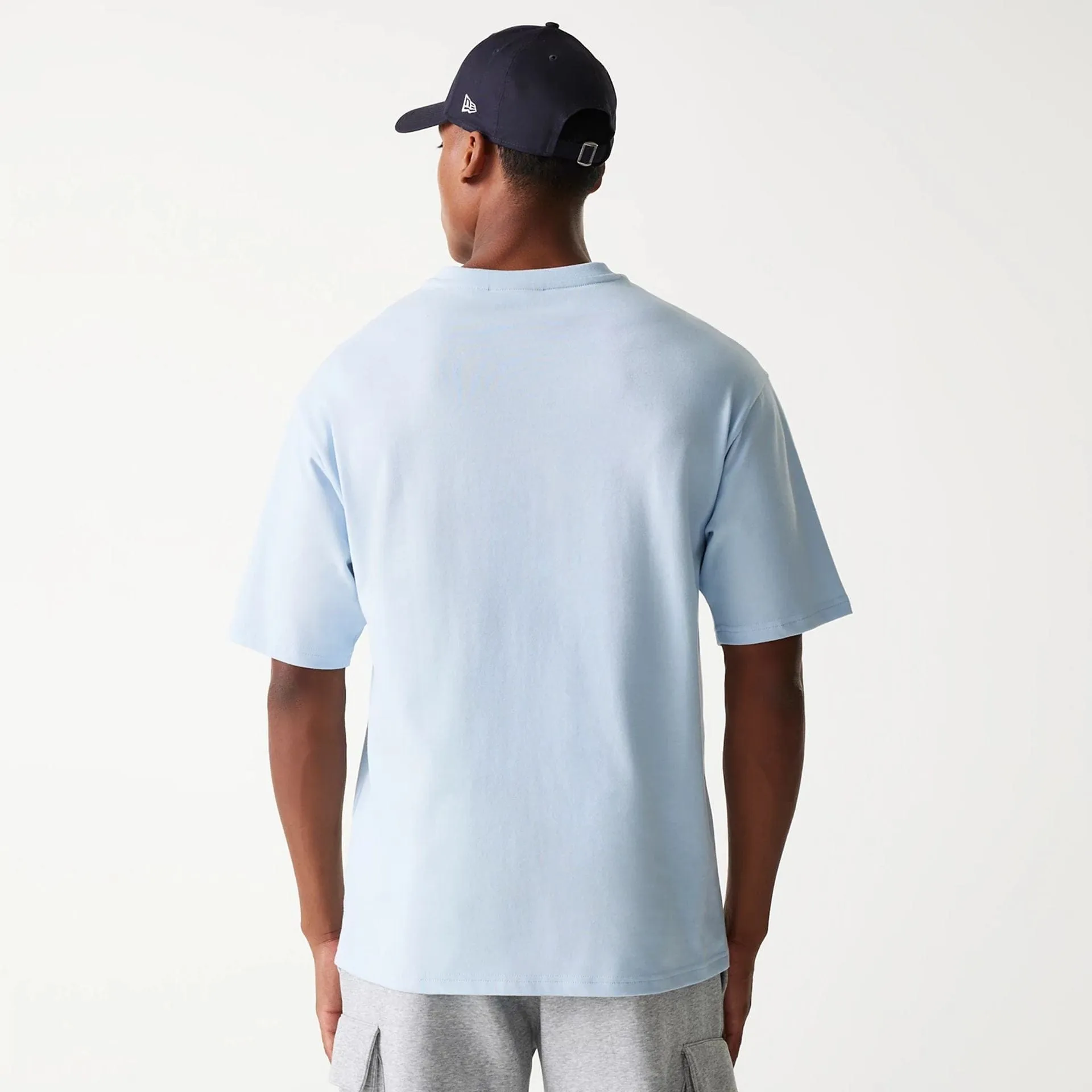 Floral Pattern Sleek Waist New Era New York Yankees MLB World Series Pastel Blue Oversized T-Shirt
