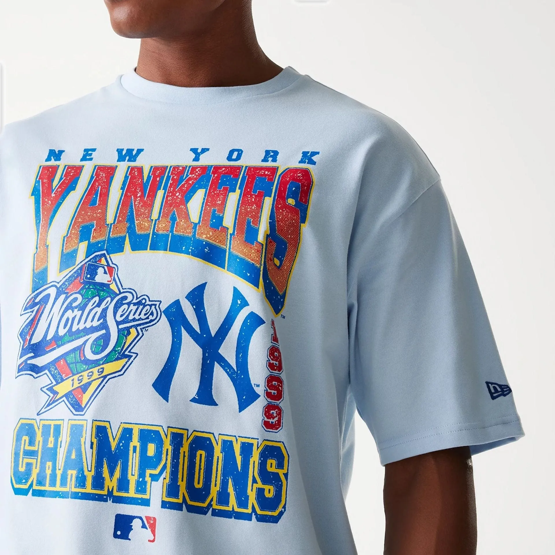 New Era New York Yankees MLB World Series Pastel Blue Oversized T-Shirt Soft Fabric