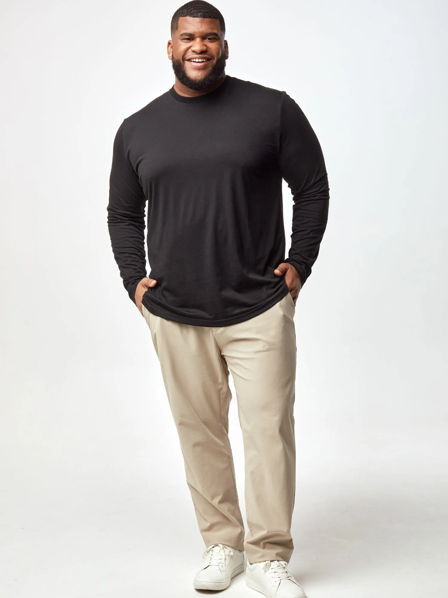 All Black Long Sleeve Crew 3-Pack ReinforcedNeckline
