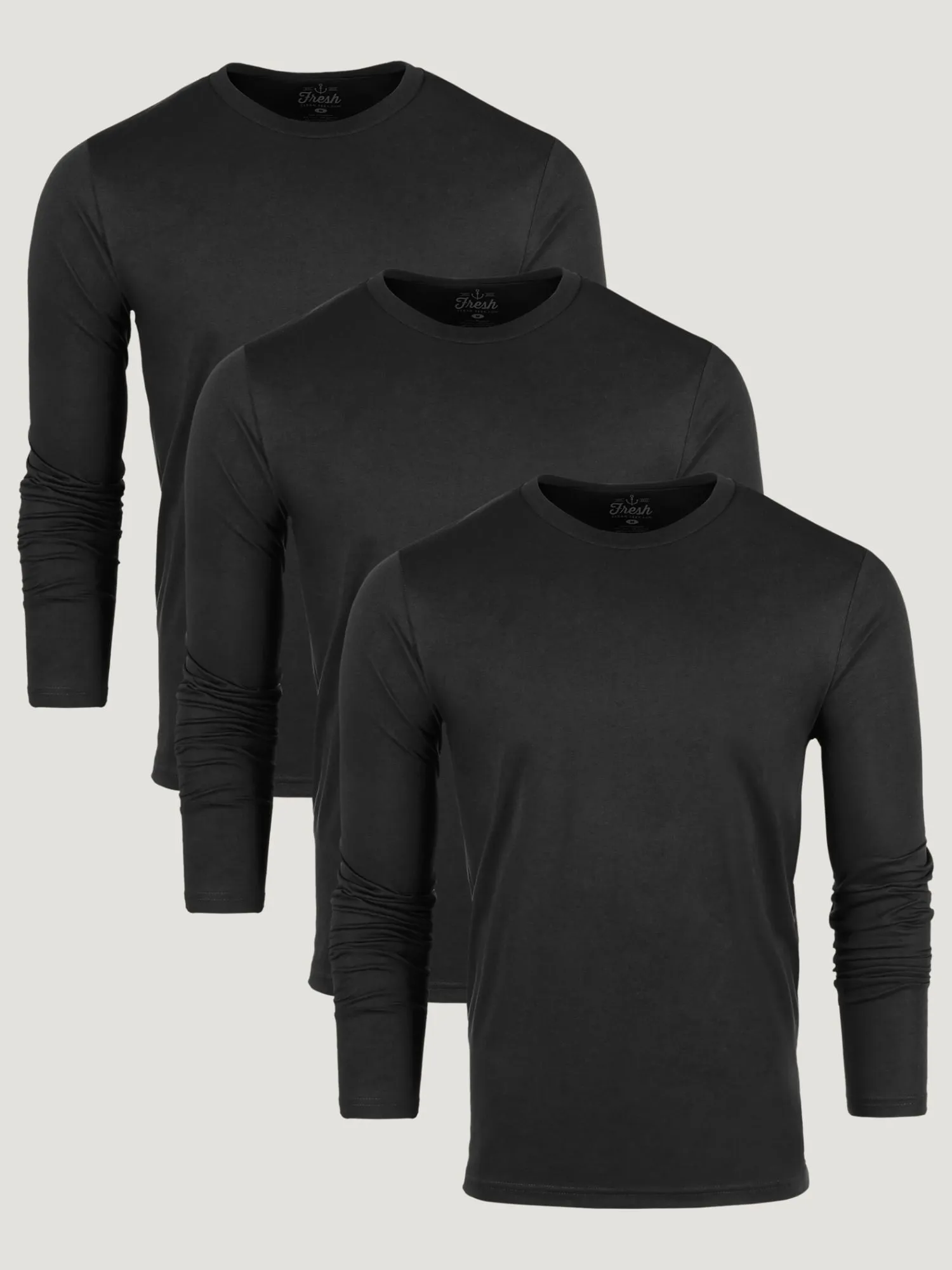 All Black Long Sleeve Crew 3-Pack Simple and Relaxed