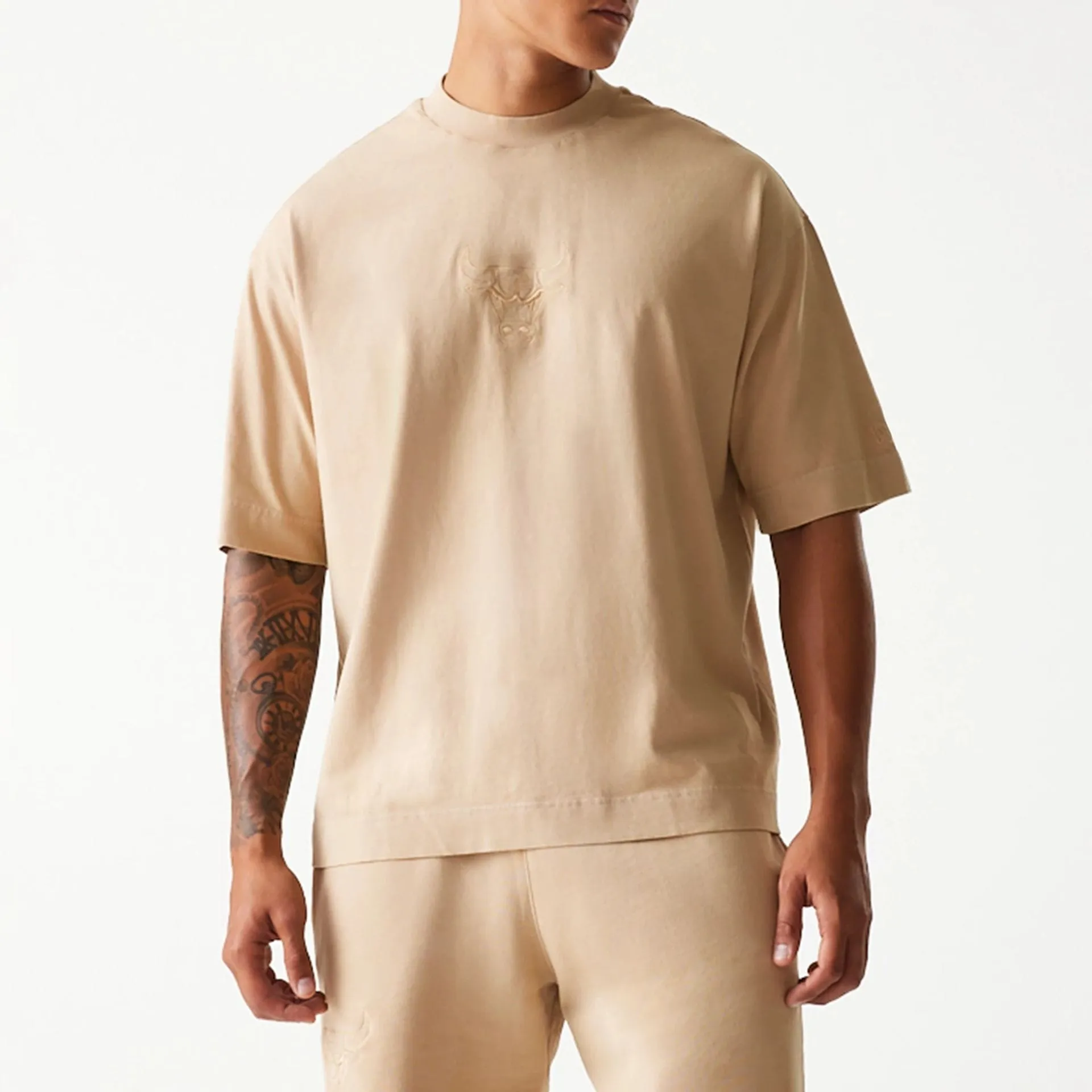 Abrasion Resistant Fabric Light Trend New Era Chicago Bulls NBA Washed Beige Box T-Shirt