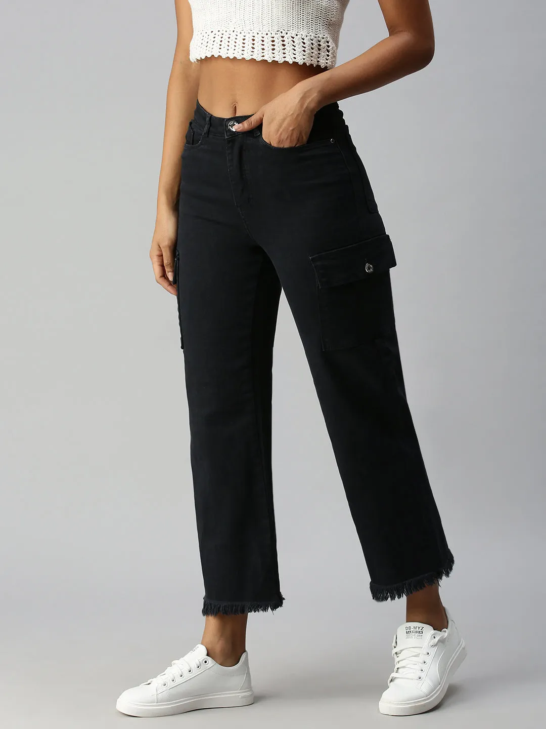 Travel Essential Soft Sustainable Women's Grey Wide Leg High-Rise Stretchable Jeans