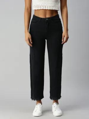 Life Ready Women's Grey Wide Leg High-Rise Stretchable Jeans