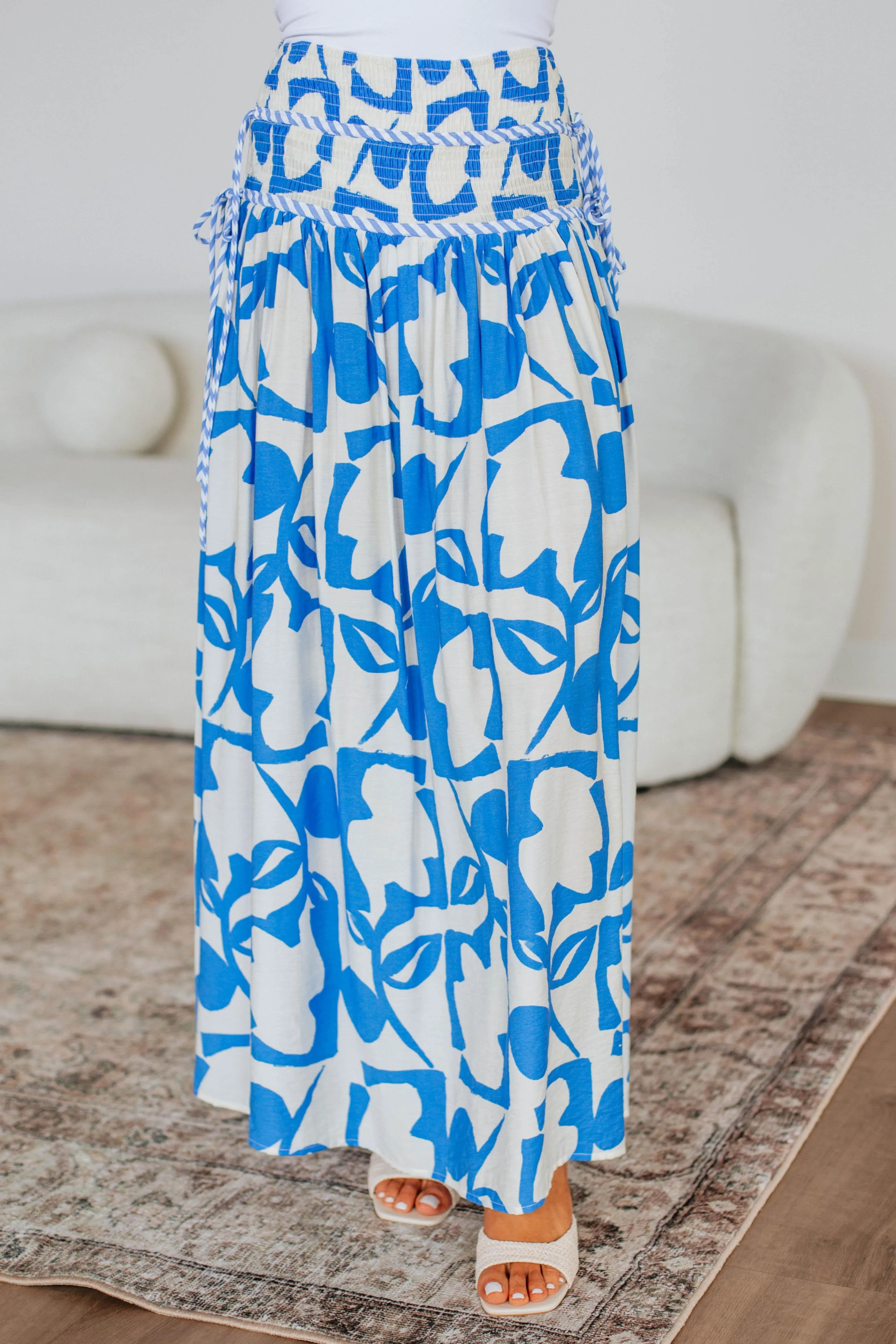 Ambria Maxi Skirt - Ocean Mix Layered Design No Ride Up