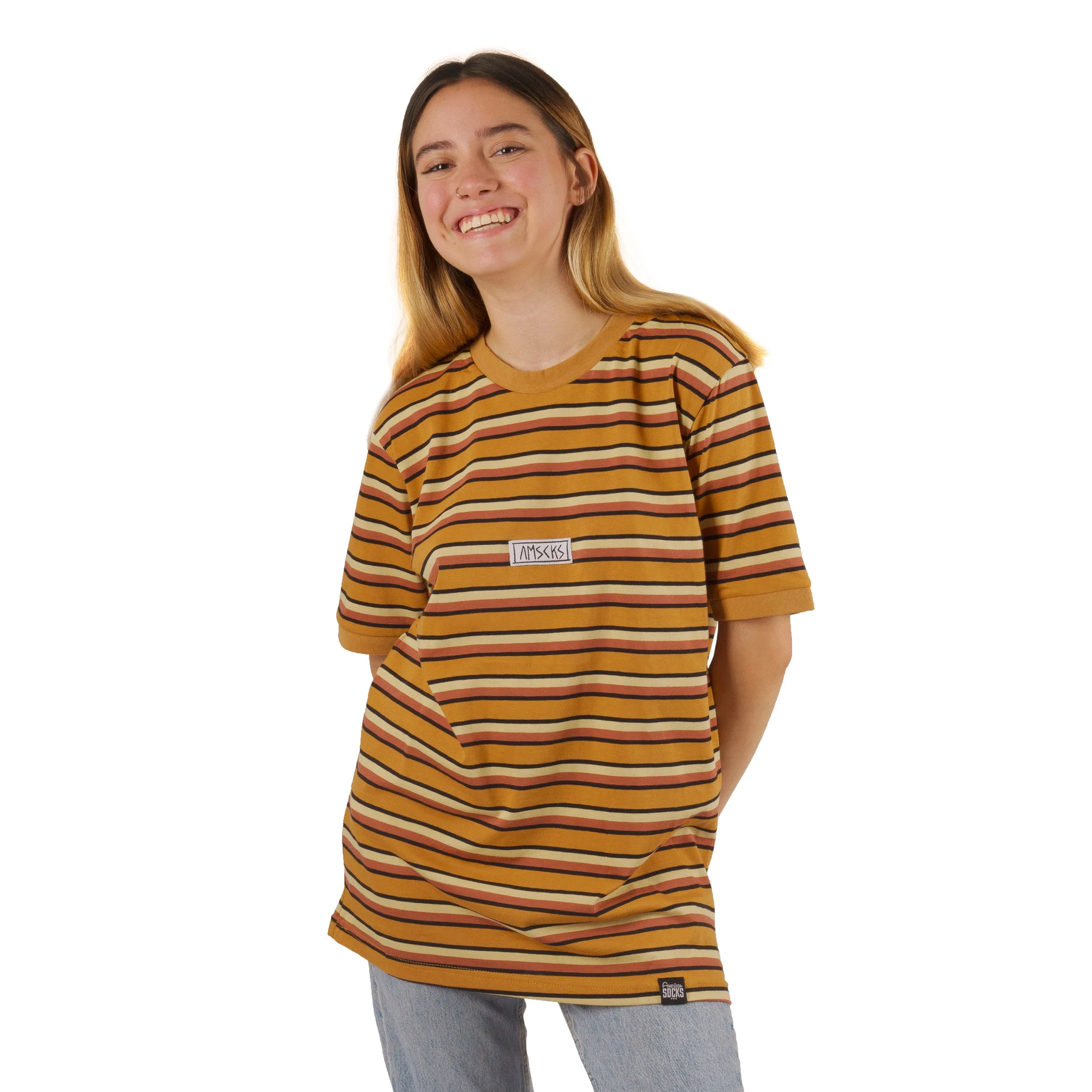 AMSCKS Striped Pale - T-Shirt Minimalistic Wear EcoConscious Processing