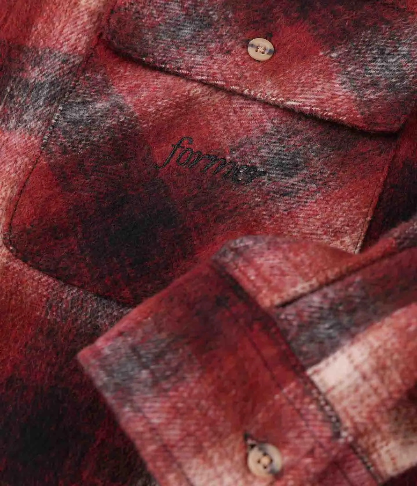 Layered Collar MANNERS FLANNEL LS SHIRT // RED