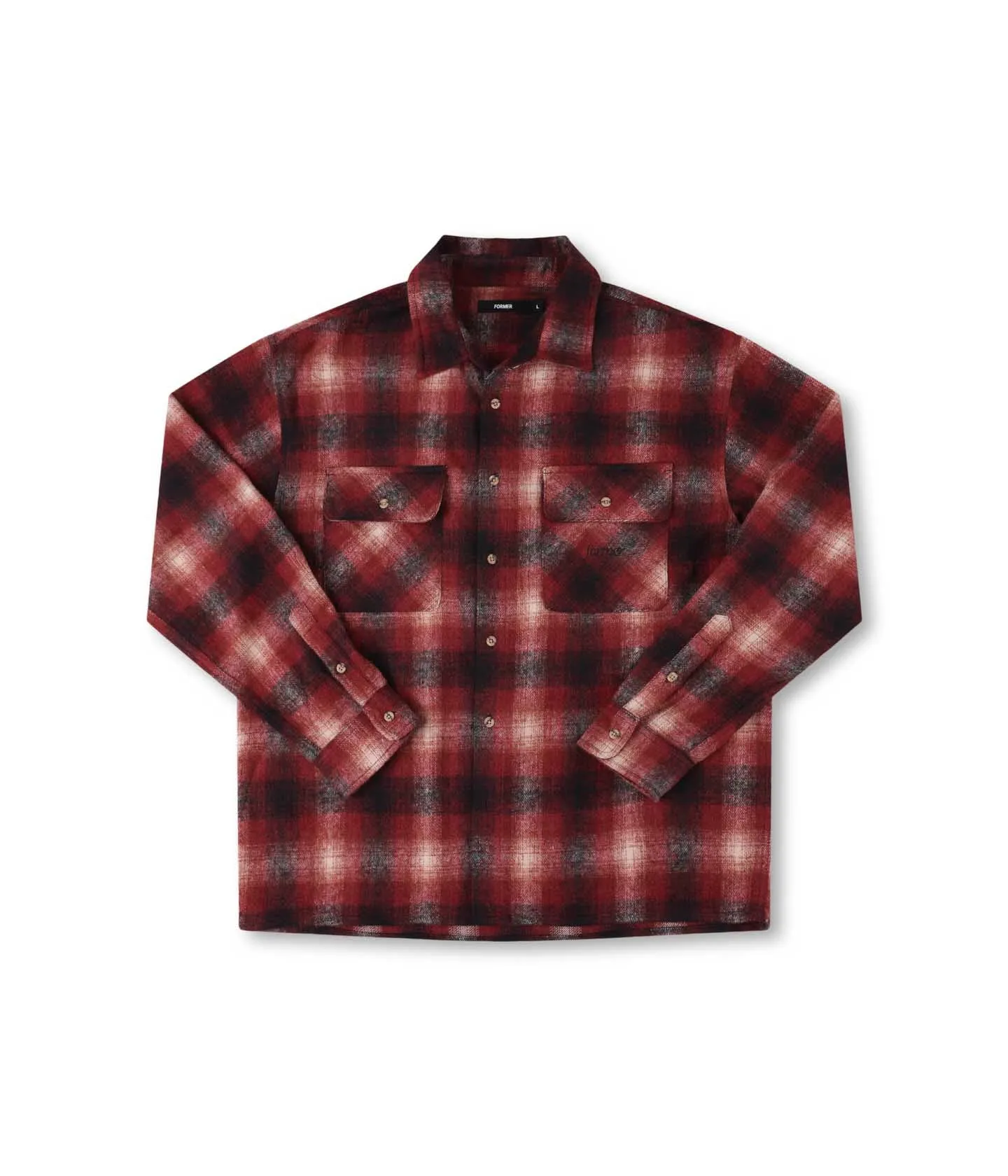 MANNERS FLANNEL LS SHIRT // RED harmonious Leather combination