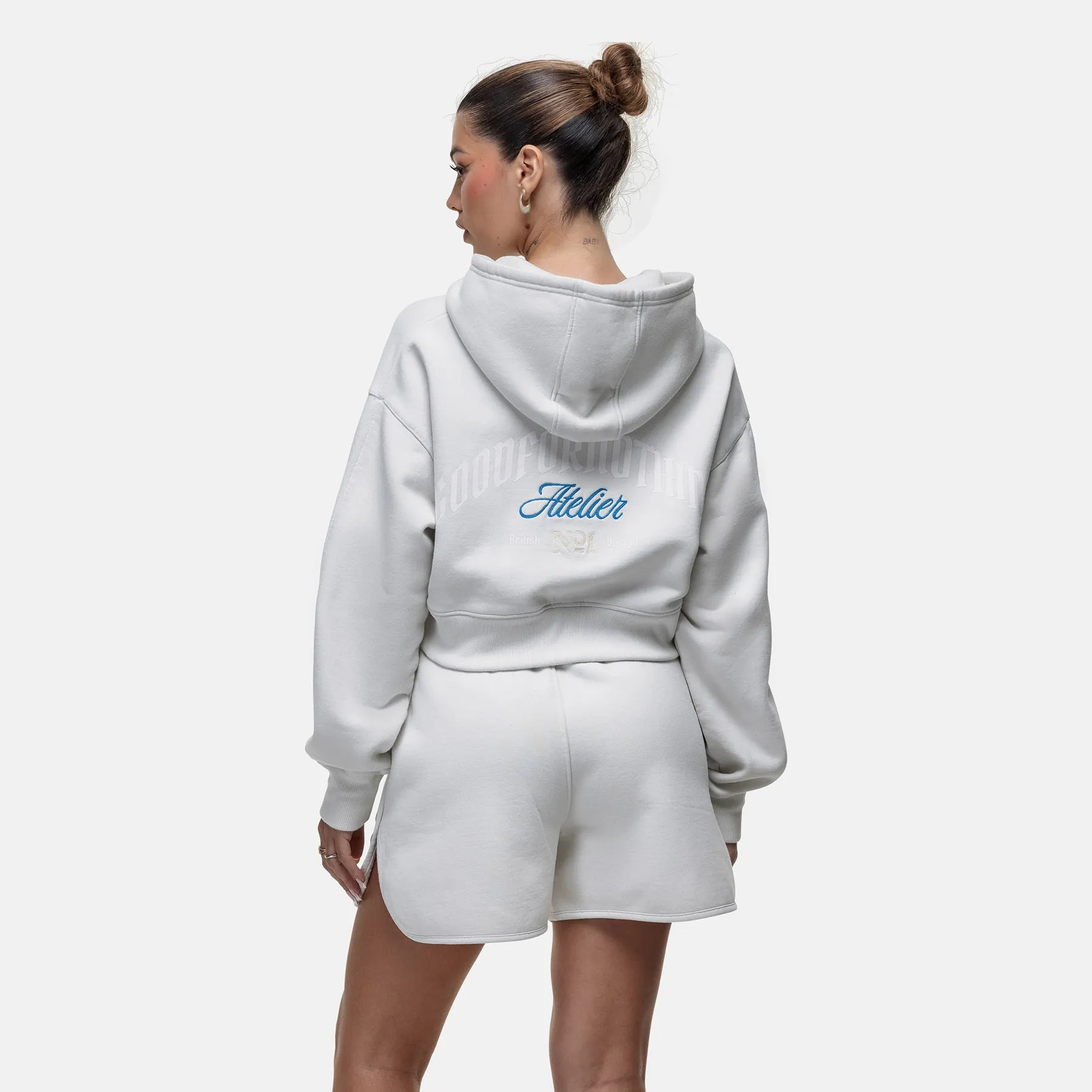Street Staple Antiquity Off White Crop Zip Hoodie