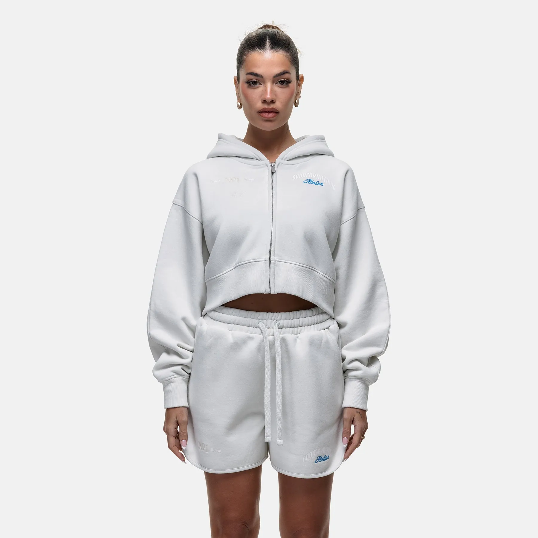 All-Day Wear product gift worthiness Antiquity Off White Crop Zip Hoodie
