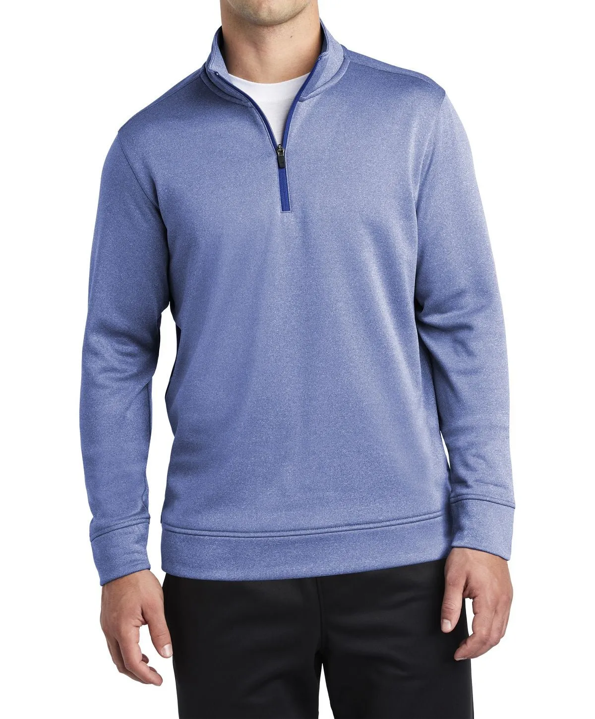 Tubular Knit Method JustBlanks Men's Sport-Wick Heather Fleece 1/4-Zip Pullover