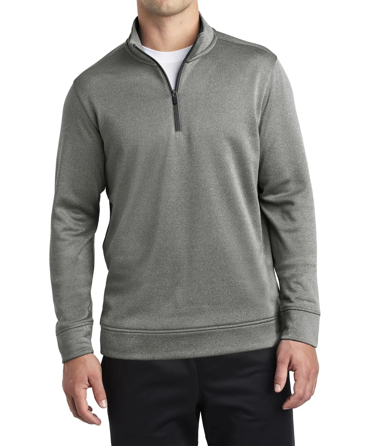 Casual Comfort JustBlanks Men's Sport-Wick Heather Fleece 1/4-Zip Pullover