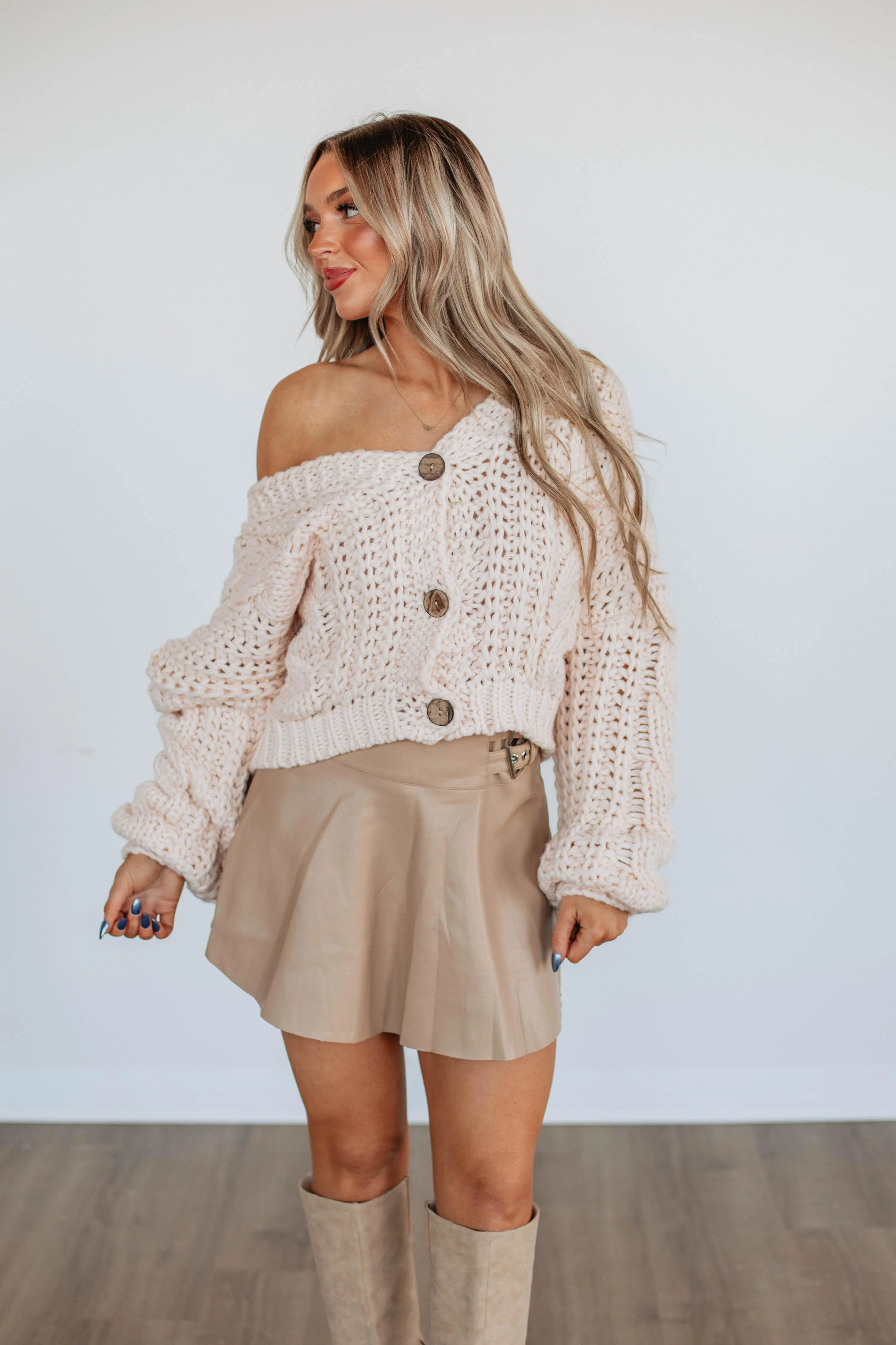 Non Slip Waist Handmade Item Aria Leather Skirt - Khaki