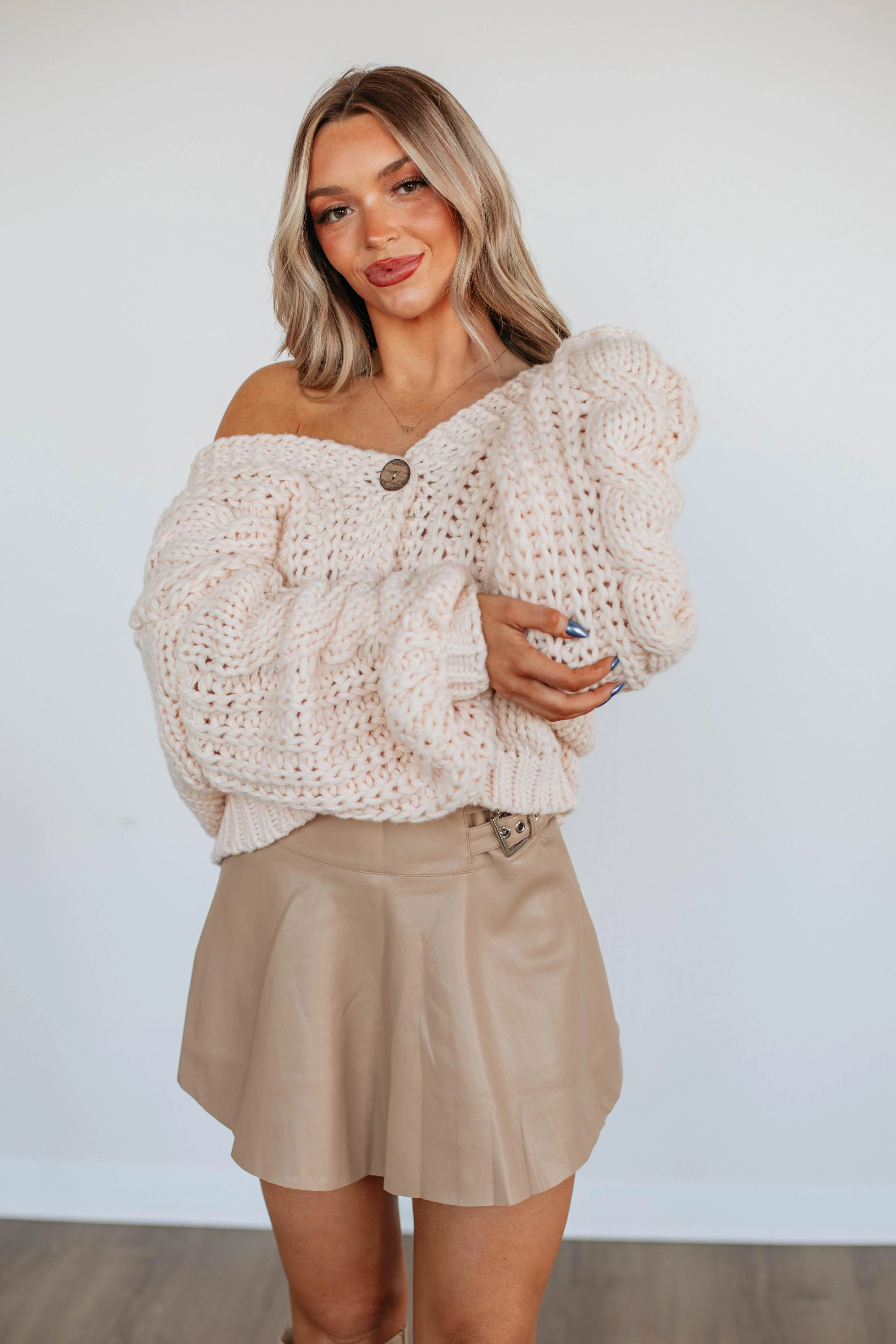 Refined Sophistication Aria Leather Skirt - Khaki