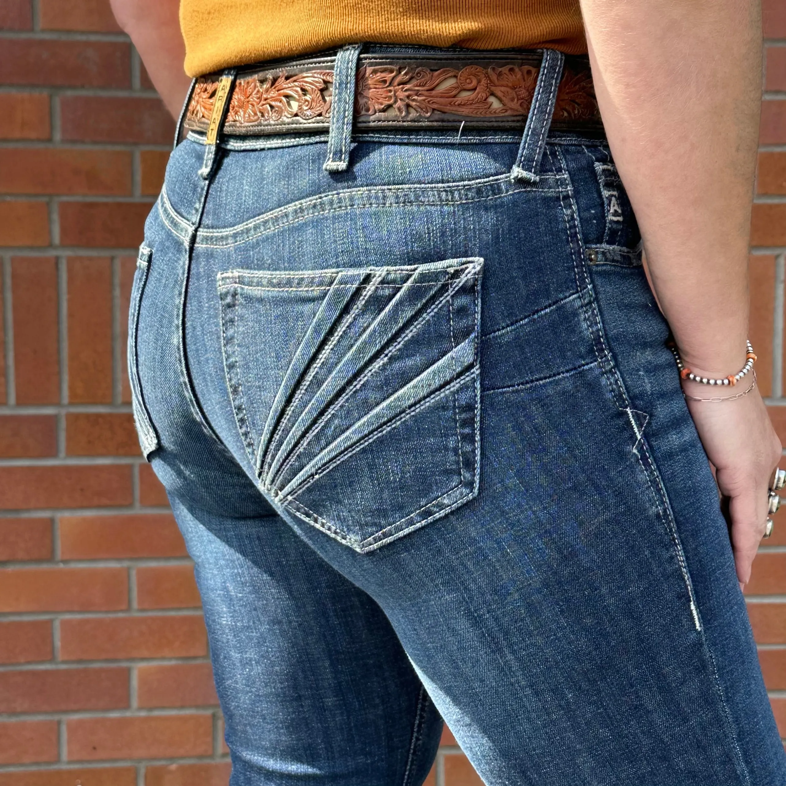 Ariat Women??s Perfect Rise Christine Distressed Flare Jean in Siren Cool And Simple Essential Comfort