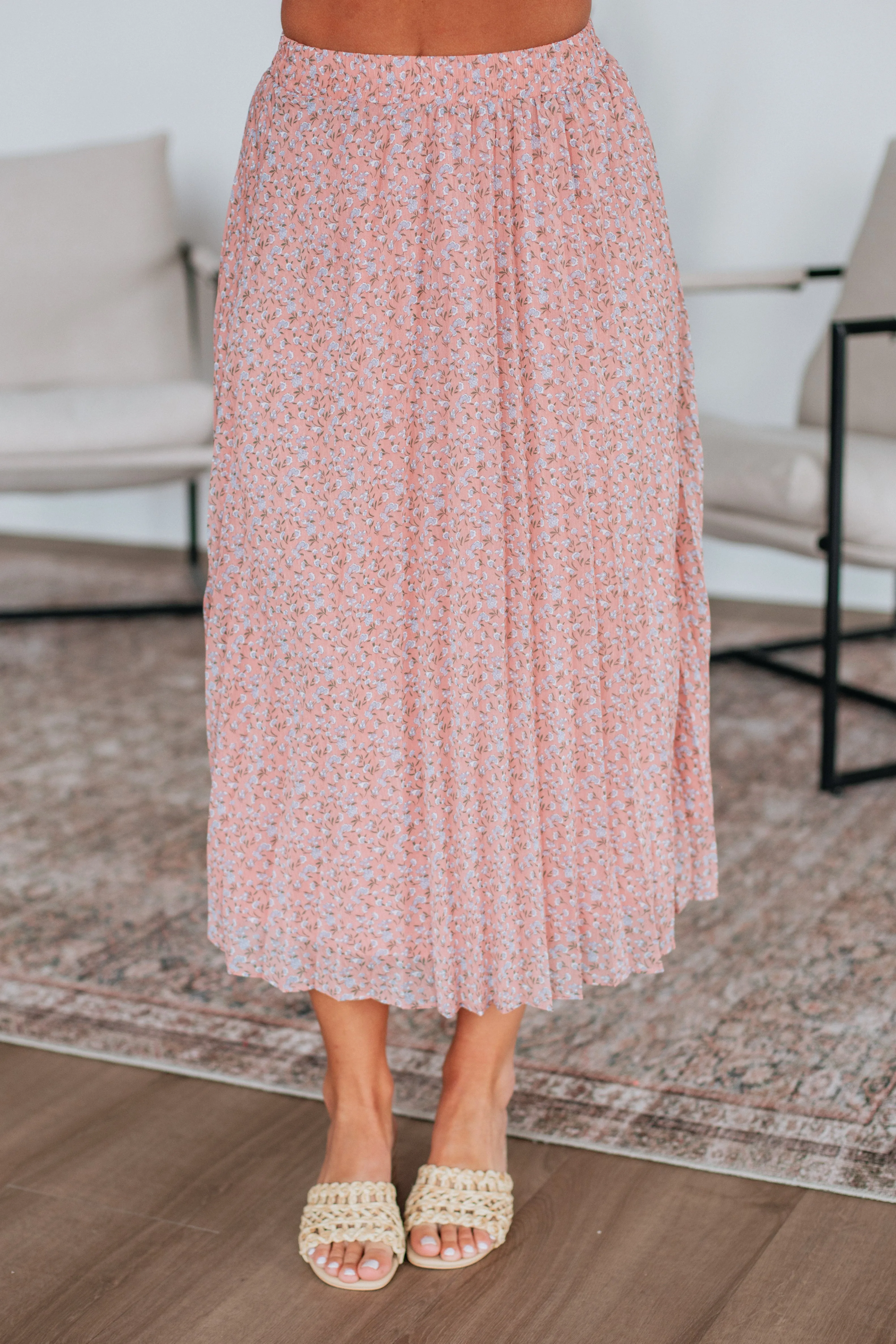 Fashion Mood Road Trip Ashie Pleated Floral Skirt - Mauve Mix