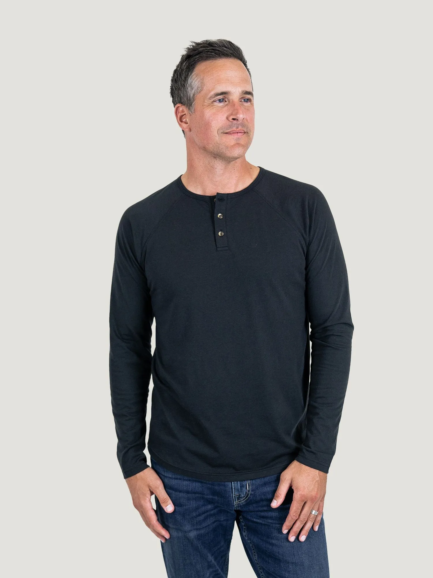Black Slim Fit Long Sleeve Henley FINAL SALE Chic Style Trend