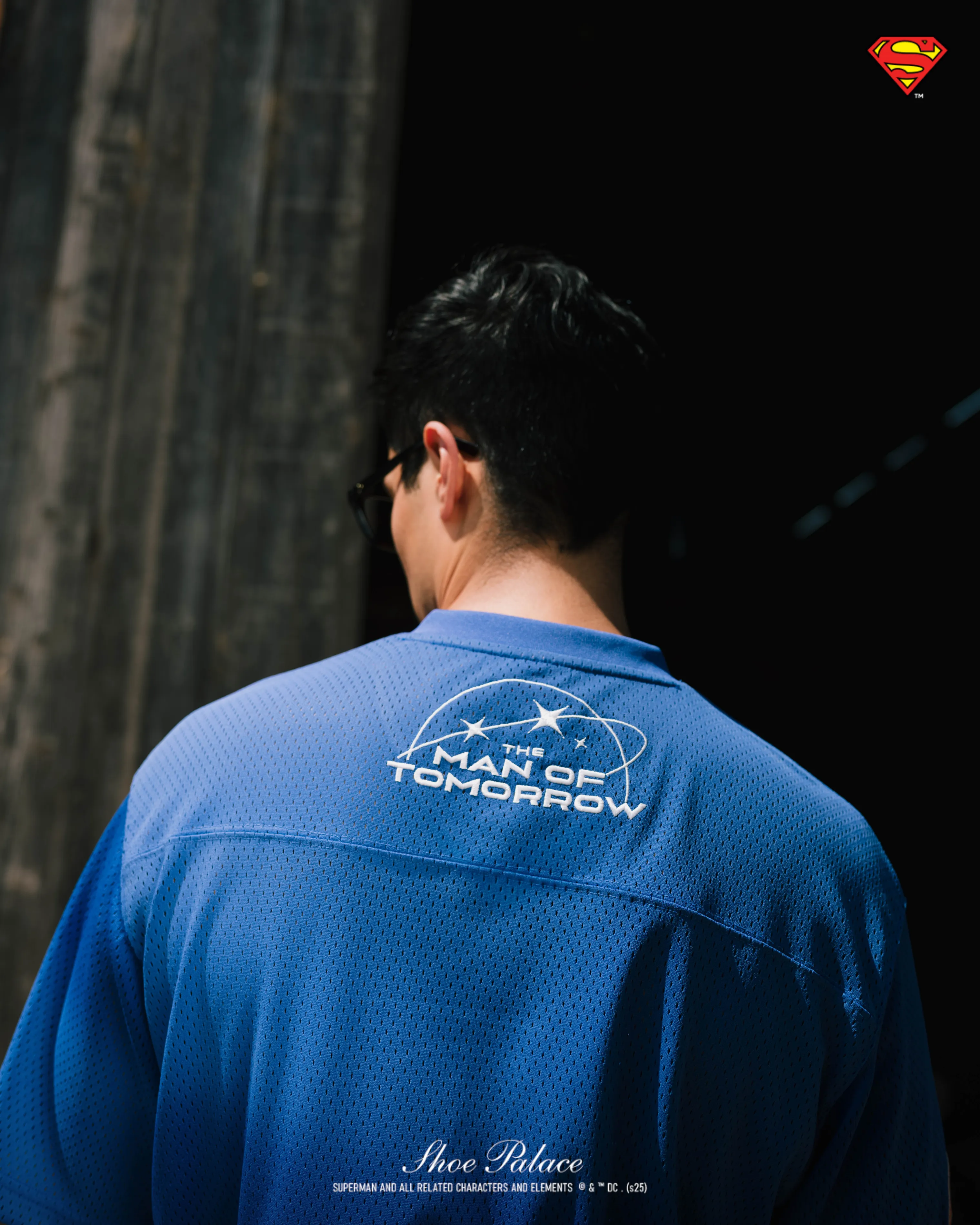 Superman x Shoe Palace Pow Mesh Mens Jersey (Blue/Red) Quick Cool Material Bold Lettering