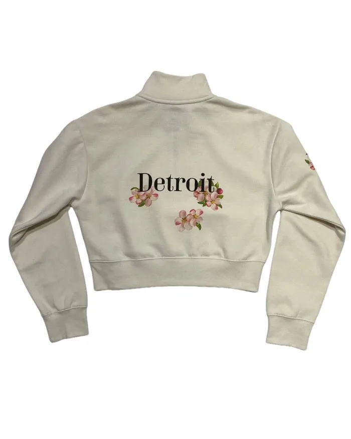 Ink Detroit Apple Blossom 1/2 Zip Crop sweatshirt Soft Wear