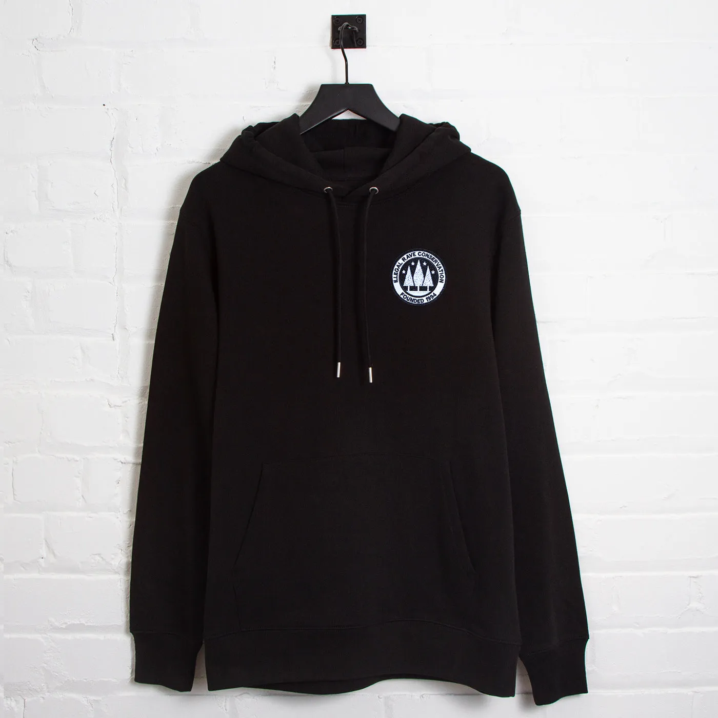 Oversized Design Illegal Rave Crest - Pullover Hoodie - Black