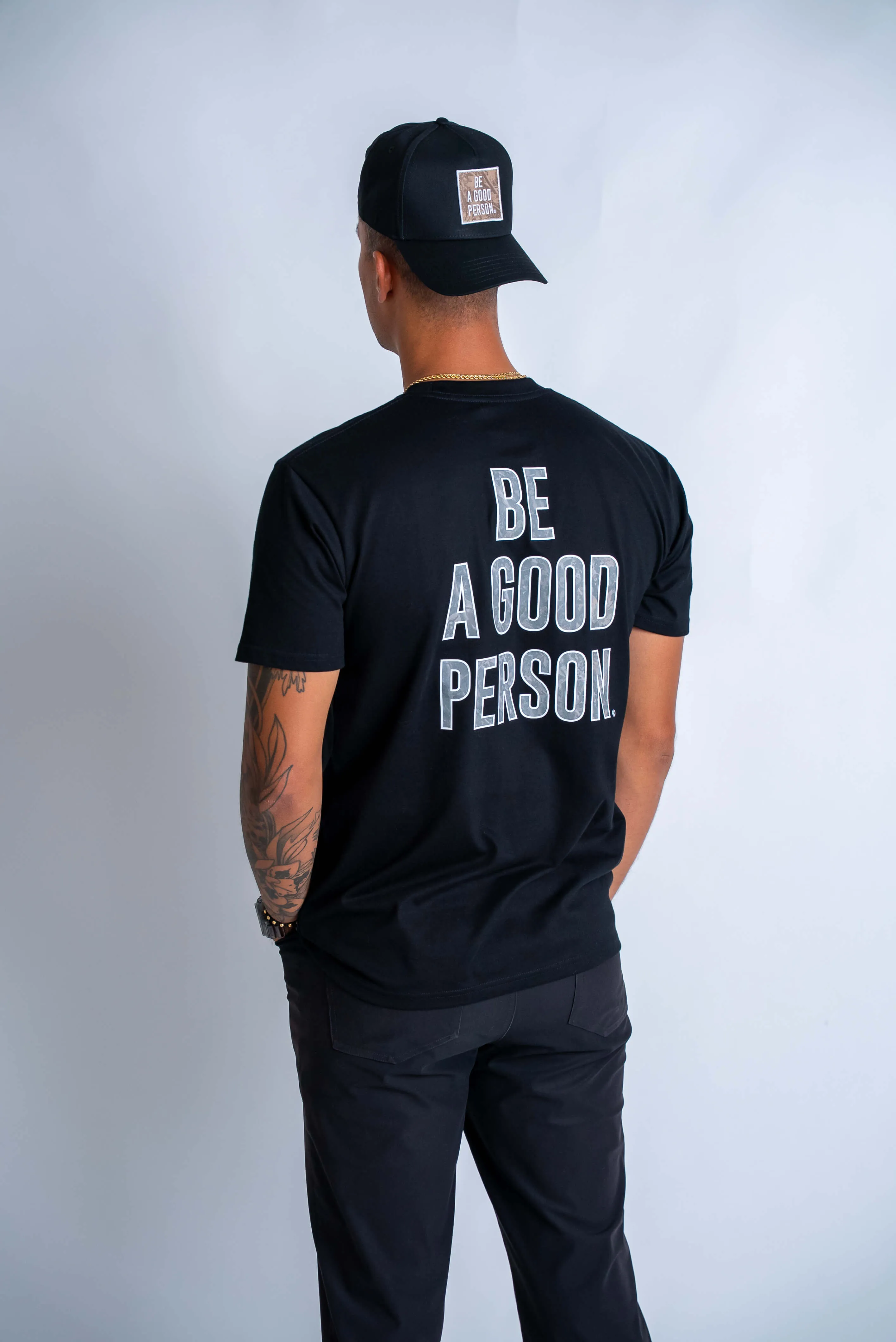 Geometric Print Signature Camo T-Shirt - Black