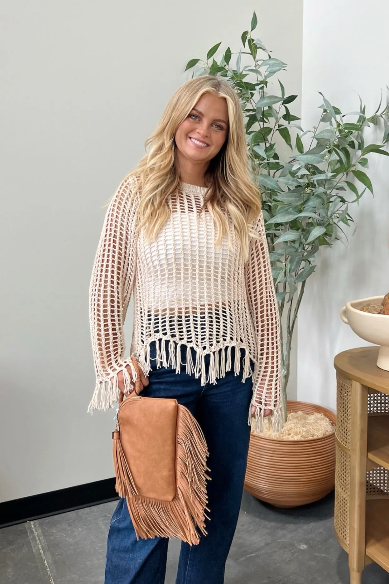 Stretchable Waistband Layered Cable Pattern Autumn Weave Crochet Knit Sweater