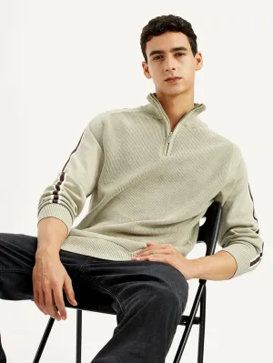 Men's Solid Beige Slim Fit Sweater Stay Soft FrictionResistant Sleeves