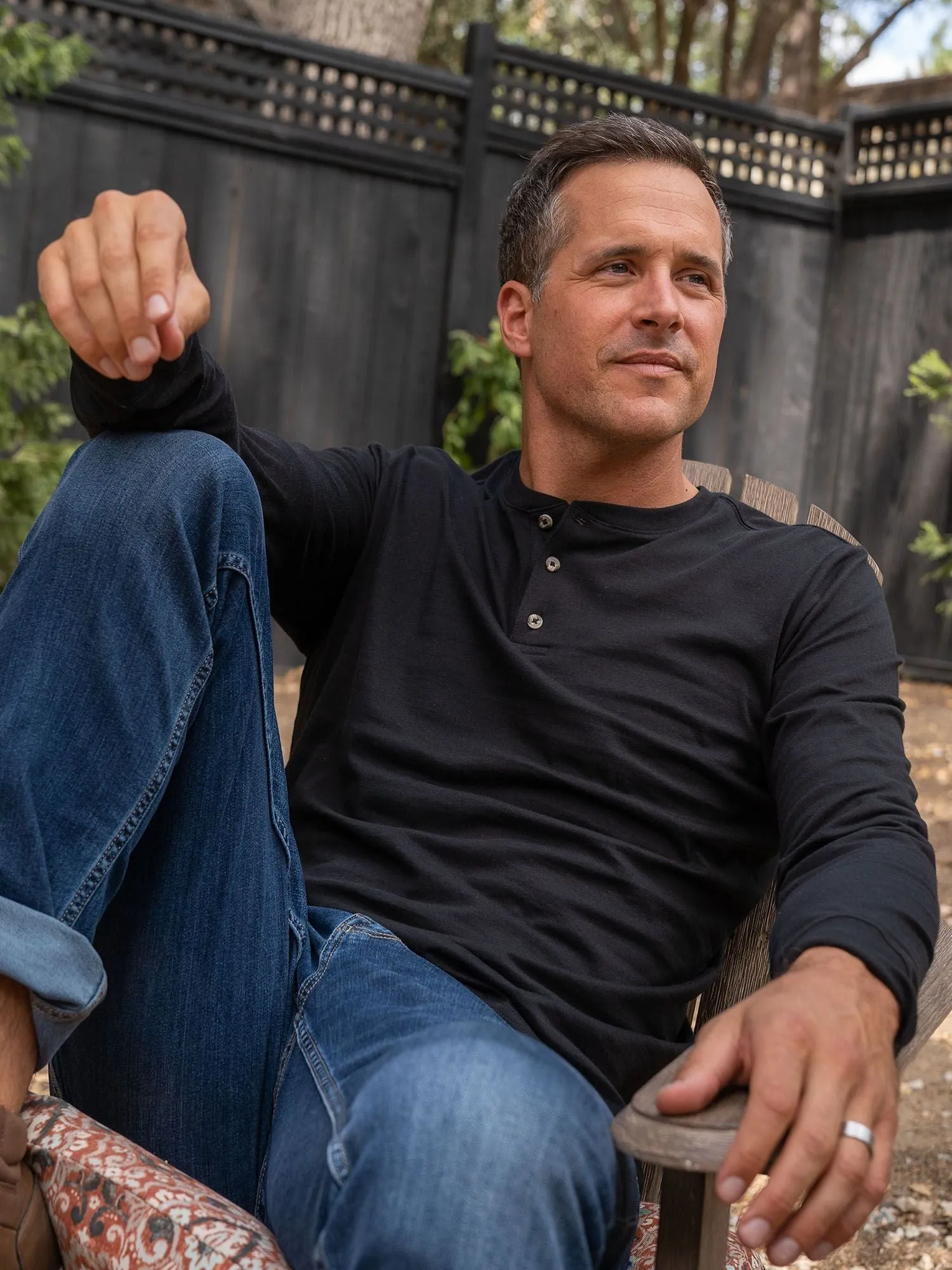 Stretch Waist Ribbed Collar Design Basic Long Sleeve Henley 3-Pack