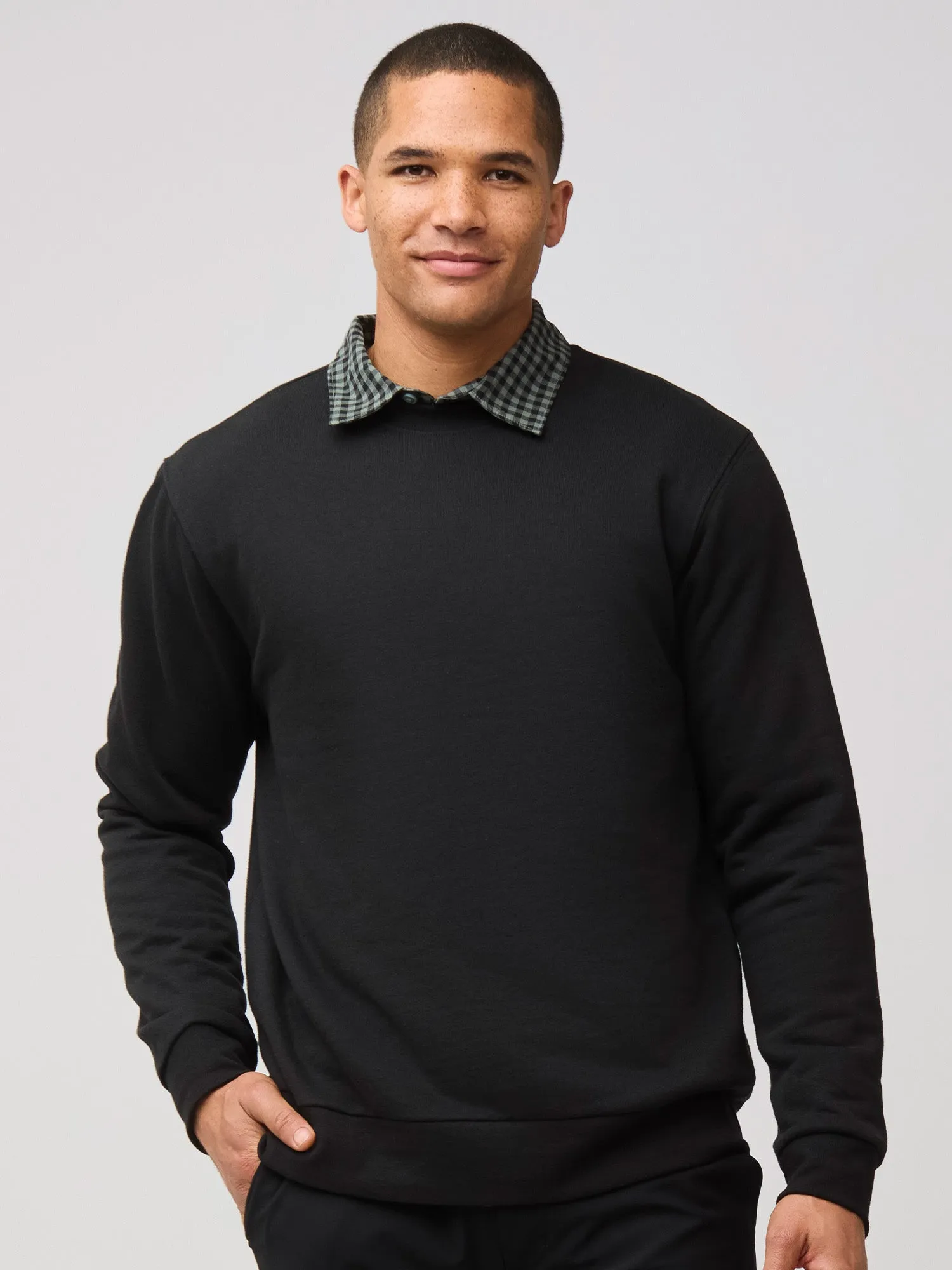 Black Crew Sweatshirt Layer Ready Trendy Layering