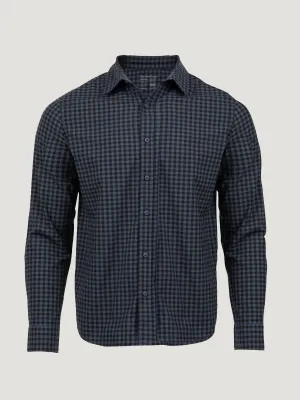 Black   Navy Gingham Long Sleeve Button Up casual top Fashion Top
