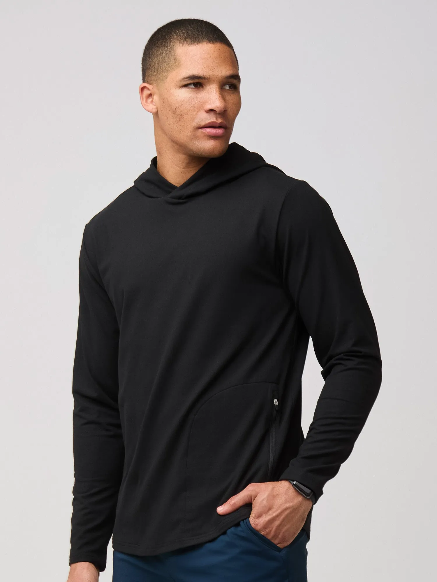 Black Tech Pullover Hoodie Weekend Relaxed product dancing suitability