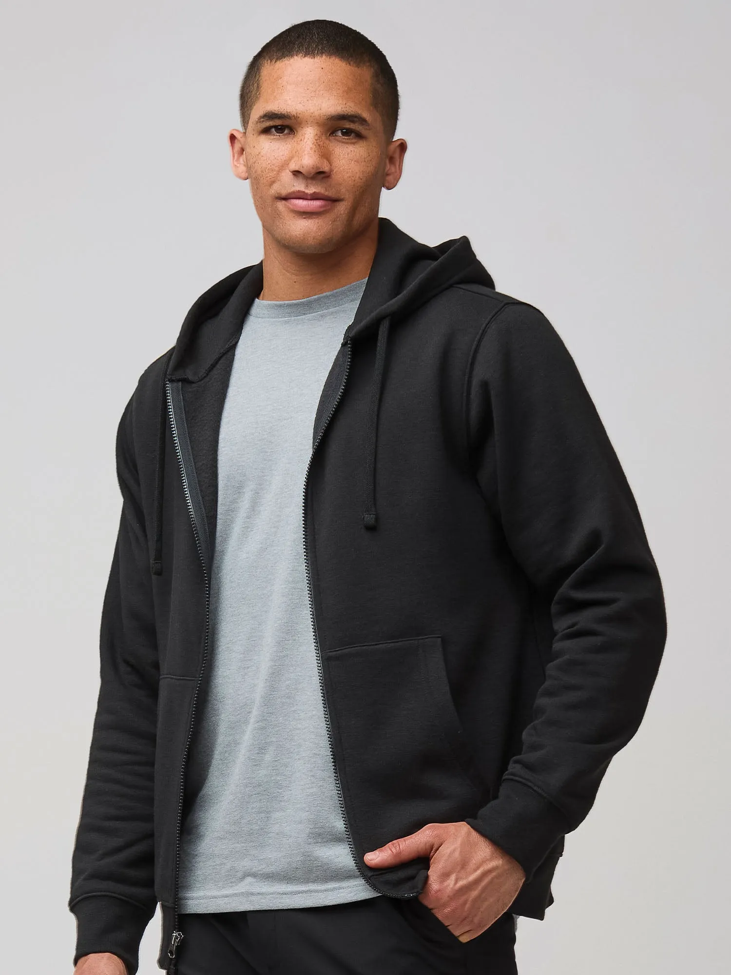 Black Zip-Up Hoodie Casual Comfort Wear